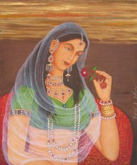 Syed A. Irfan, Mughal Lady, 10 x 8 Inch, Watercolor, Teawash& Gold on Wasli, Figurative Painting, AC-SAI-032